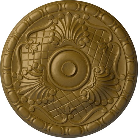 Ekena Millwork Amelia Ceiling Medallion (Fits Canopies up to 4 1/8"), Hand-Painted Gold, 15 3/4"OD x 5/8"P CM16AMGLS